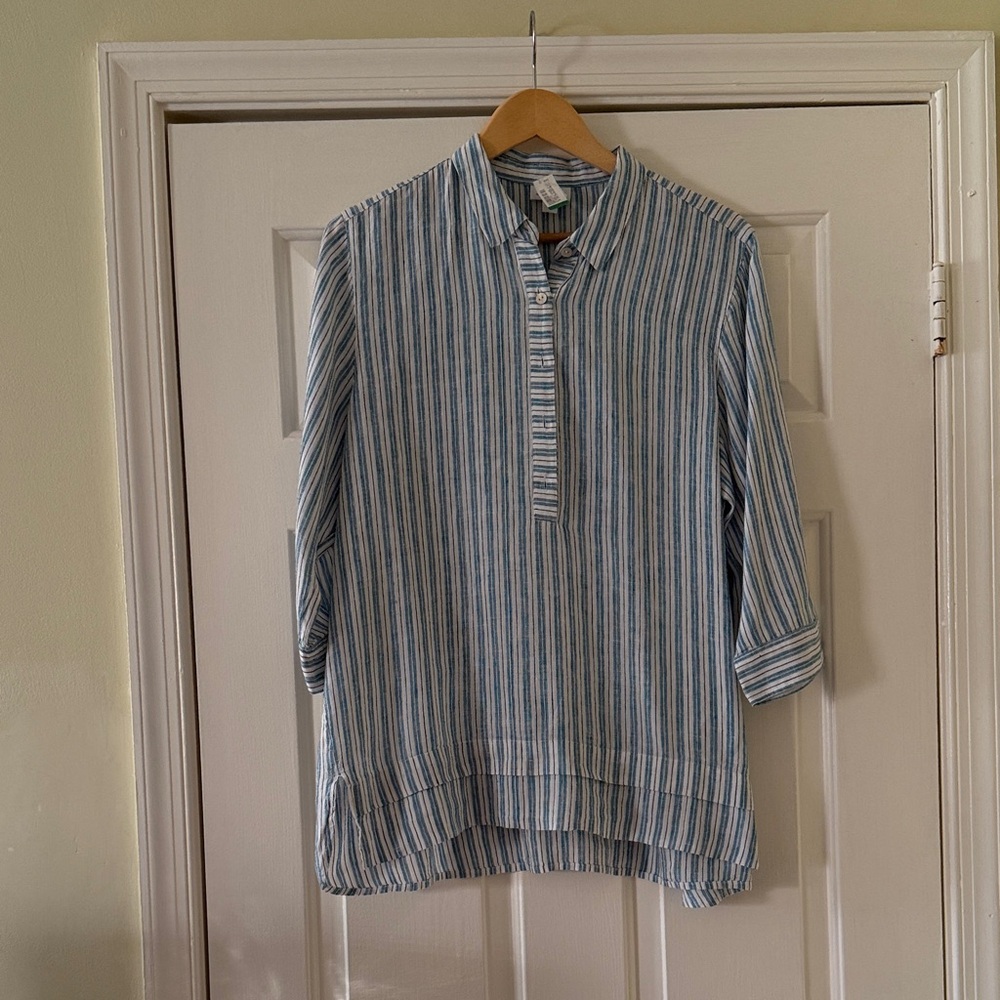 J. Jill Blue Striped Women's Tunic